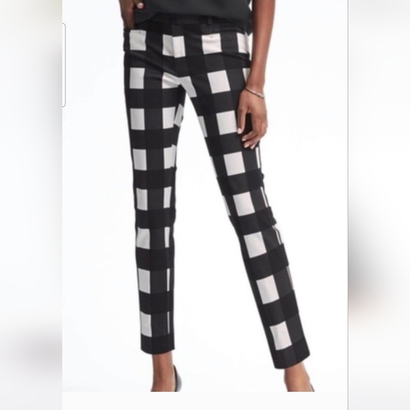 BANANA REPUBLIC Sloan Skinny Fit Ankle Trouser Plaid/checker Black/White.2P NWT - Picture 1 of 10